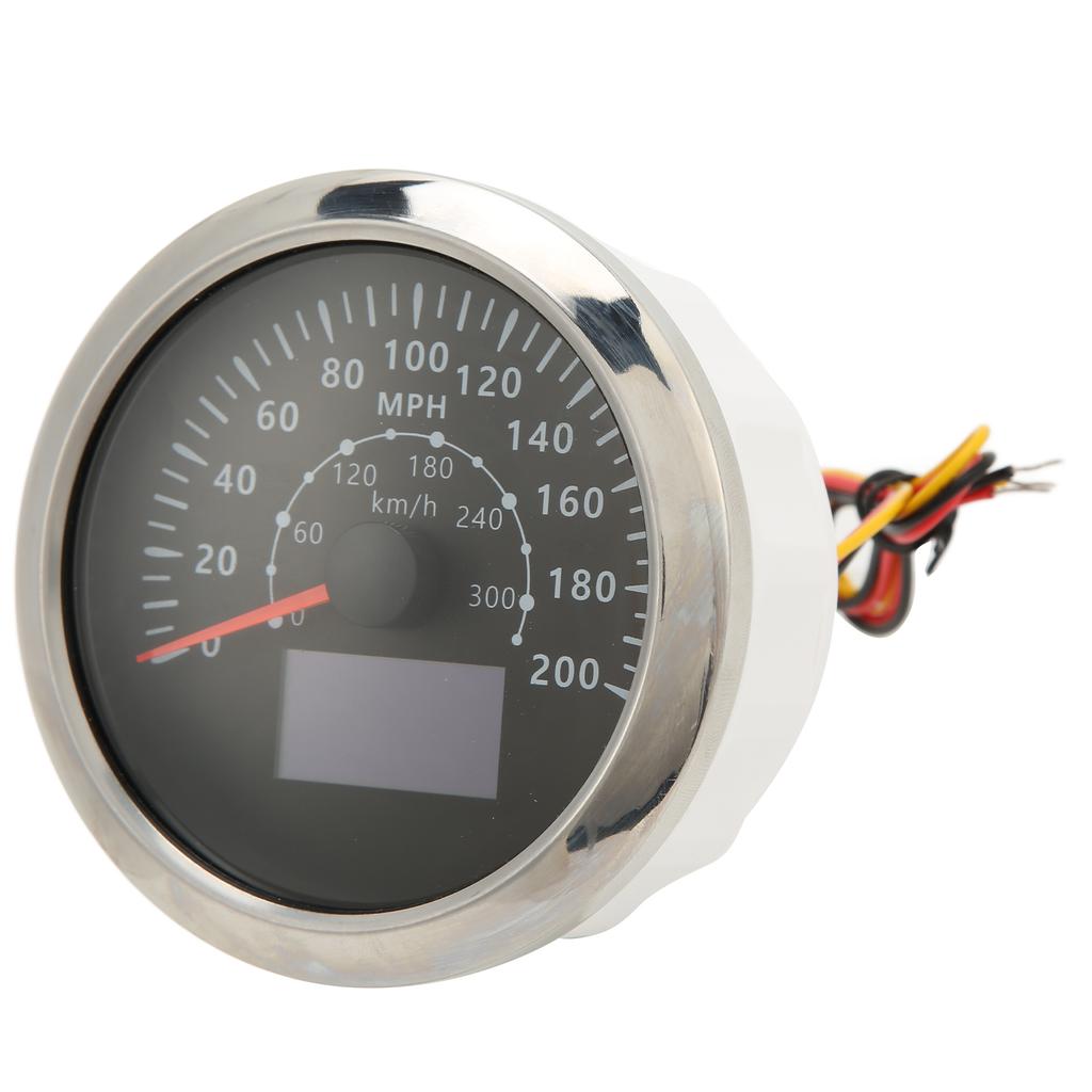 85mm GPS Speedometer 0‑200MPH 0‑300KM H IP67 Waterproof Digital Colorful Backlight Odometer for RV BoatBlack