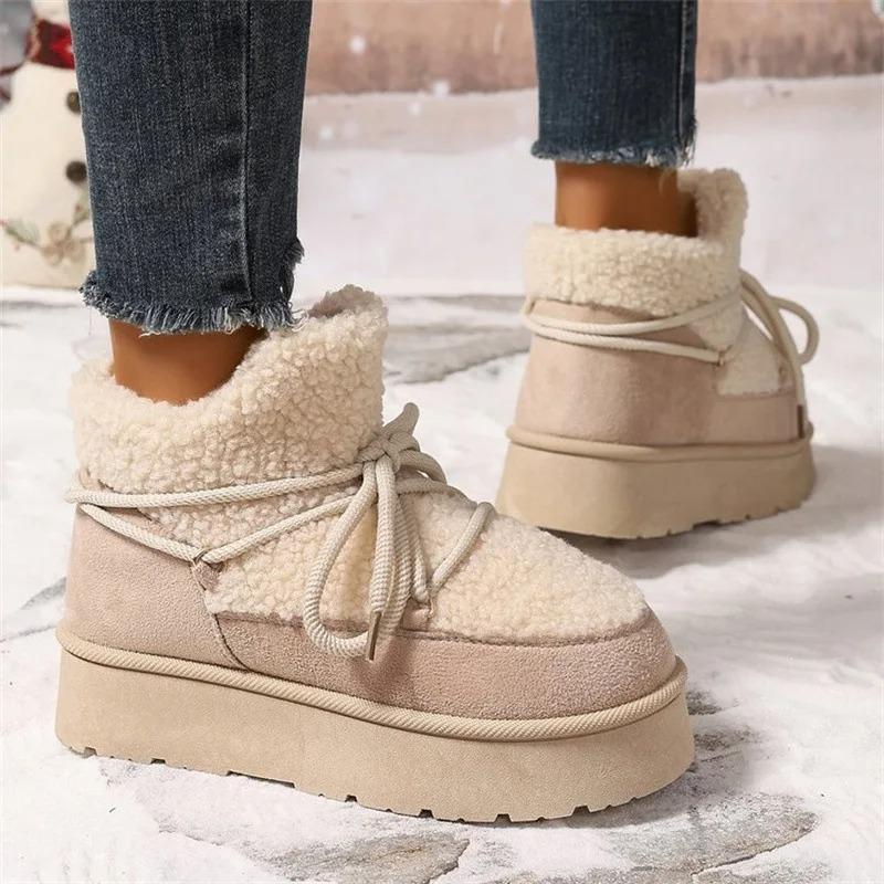 Fashion Women's Boots Thickened Plush Warm Snow Boots 2026 Winter New Fluffy Ankle Boot Outdoor Non-slip Platform Boots for Women Botas