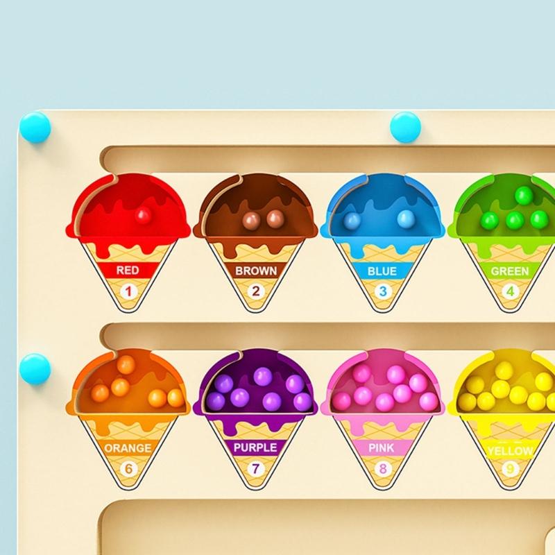 Labirint cu Numere de Urmărit Tablă de Numărat Joc Magnetic de Numărat și Sortat pe Culori Labirint Educativ din Lemn Jucărie pentru Copii