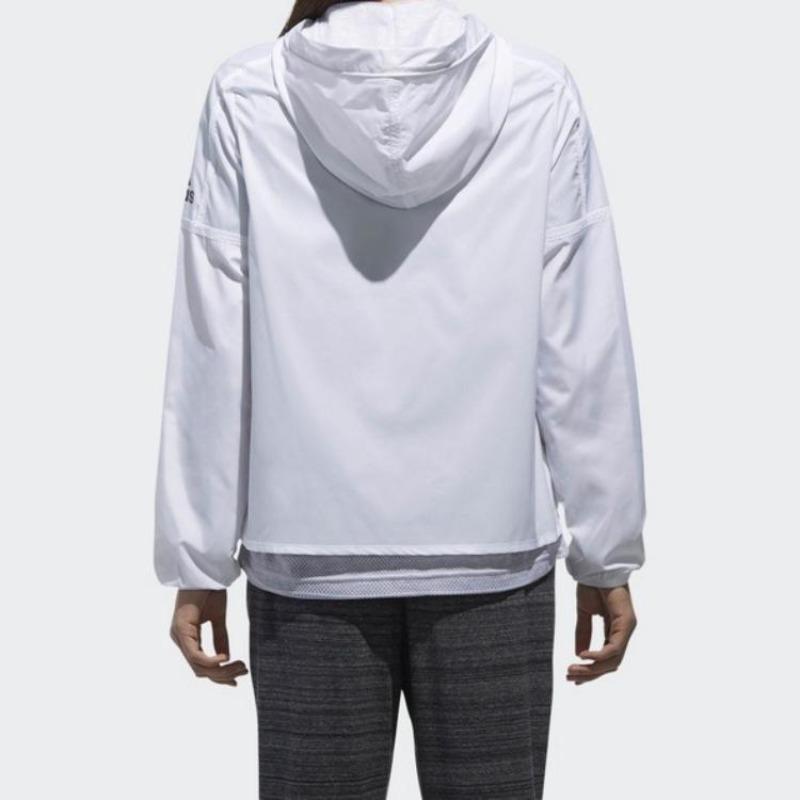 adidas Hooded Windbreaker Sports Jacket Women Outerwear White CV5476