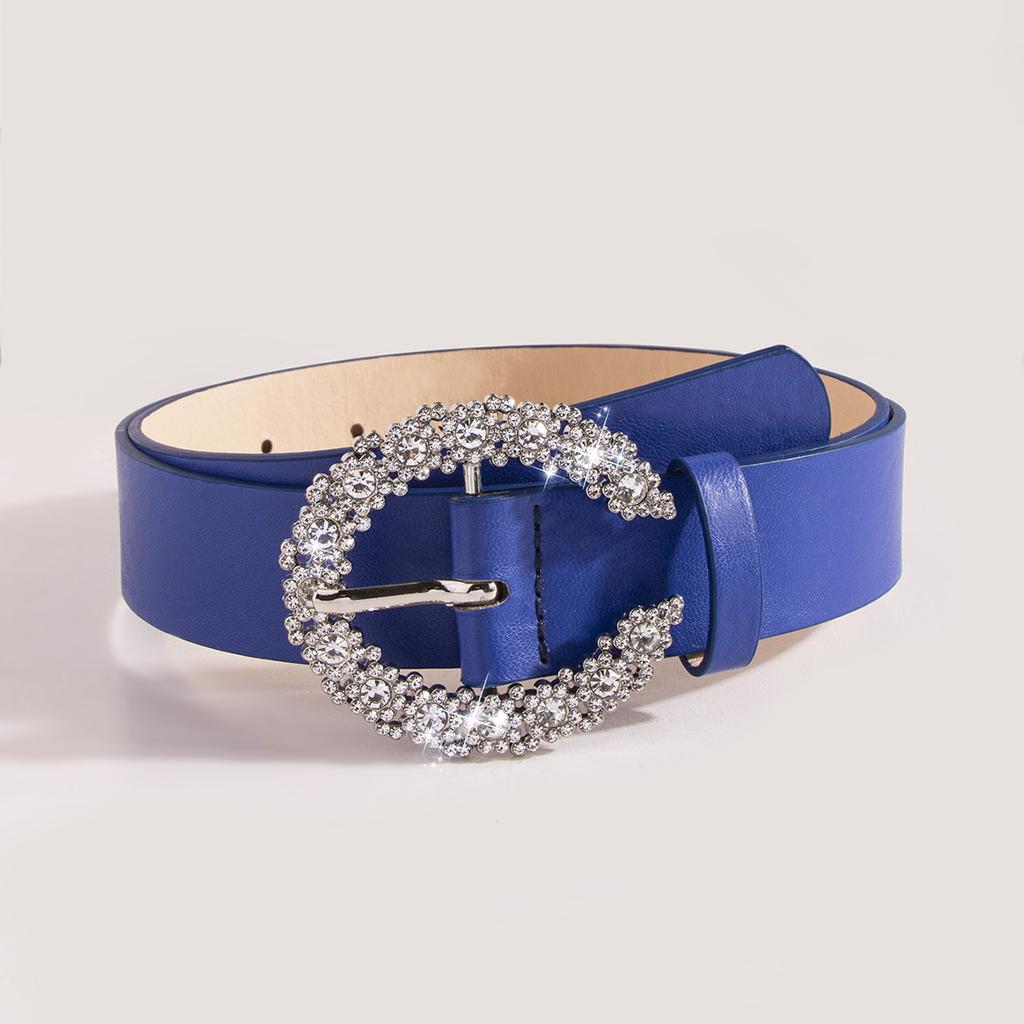 New C Diamond-set Black Brown Belt Fashionable Versatile Women's Diamond Buckle Belt