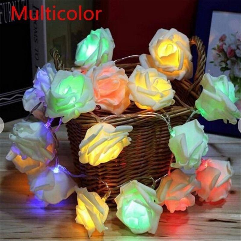 10 Rose Christmas Decoration String Lights Simulation Rose LED Light Post Lantern Lighting Fairy Lights Home Flower Party