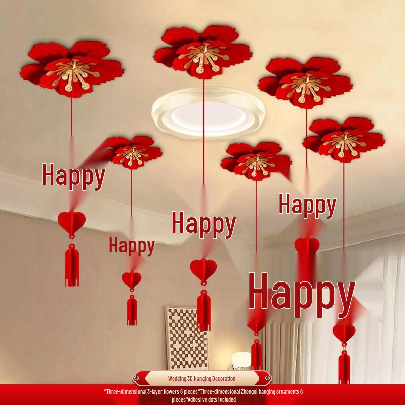 Double Happiness Flower Ornaments for Wedding Room or Ceiling Décor