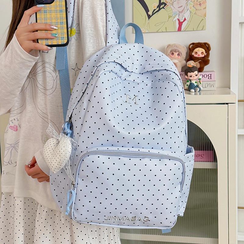 Schoolbag Korean Ins College Wind Polka Dot High-value School Bag Niche Students Cute Shoulders New Backpack for Junior High School Students