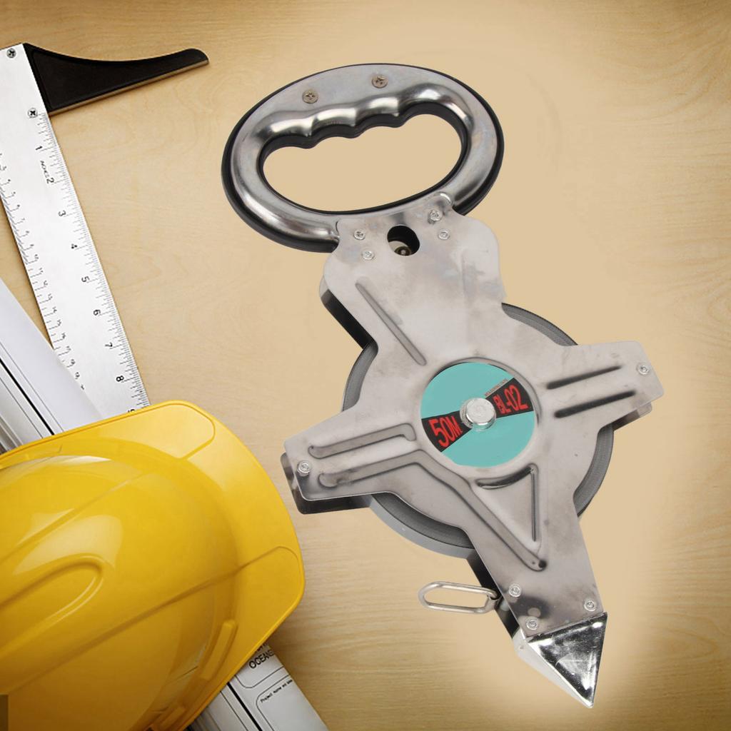 50M Stainless Steel Tape Measure Retractable Metric Construction Surveying Tool