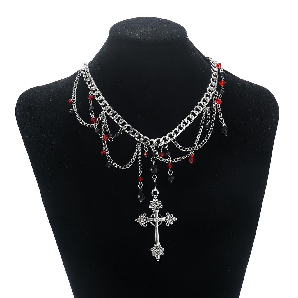 Hip Hop Halskette Kreuz Anhänger Dunkle Schlüsselbein Kette Gothic Süß Cool Halskette Nische