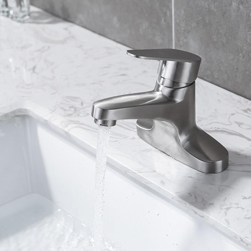VEMUSE 304 Stainless Steel Dual-Handle Washbasin Faucet