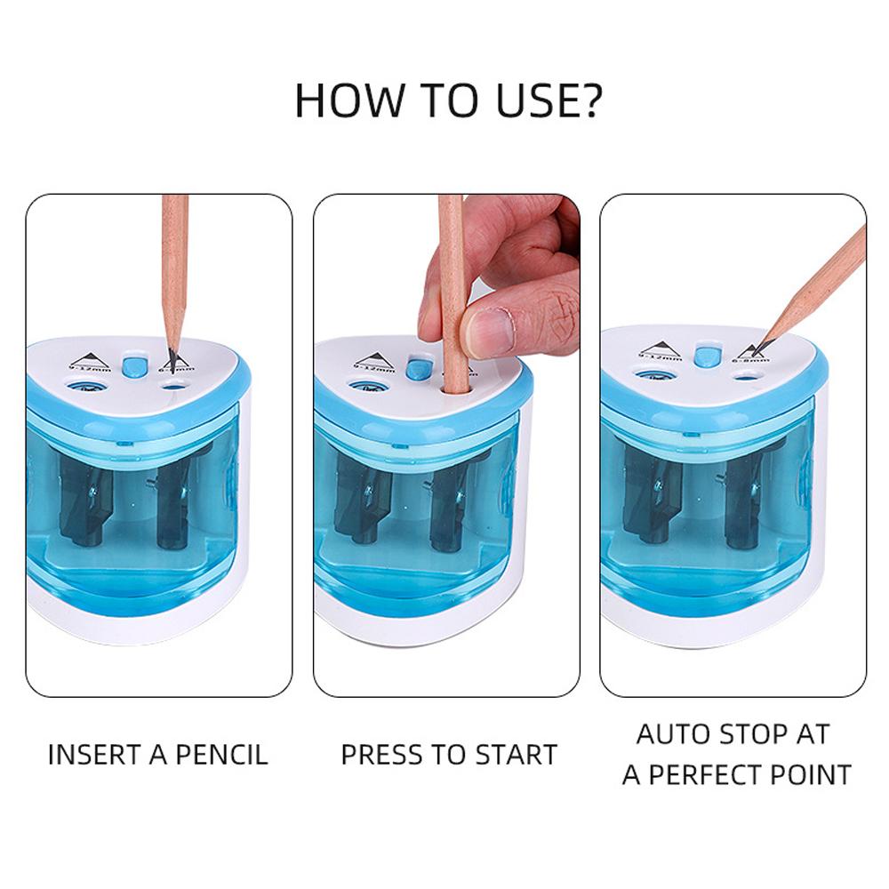 Tenwin dual hole electric pencil sharpener semi-automatic coarse and fine two hole pencil sharpener machine Battery Not Include