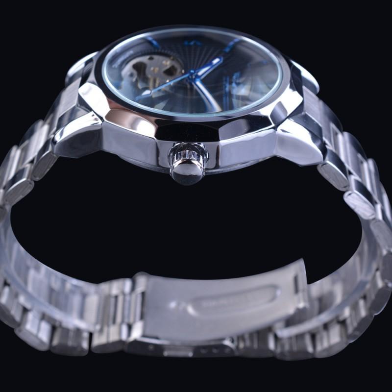 Mens Automatic Mechanical Watch With Hollow Design Fashion Casual Stainless Steel Buckle Alloy Strap
