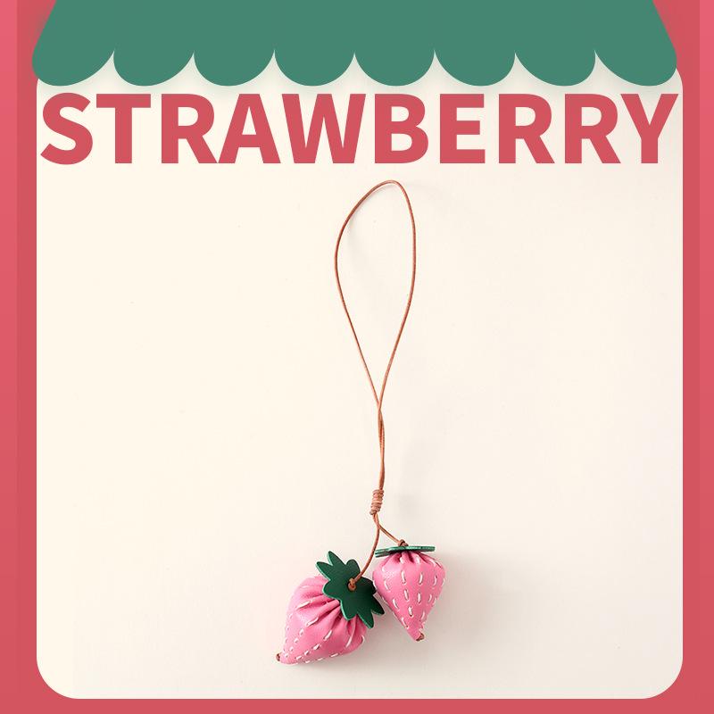 DIY Ručně vyráběná kožená jahodová klíčenka Ozdoba dárkové tašky