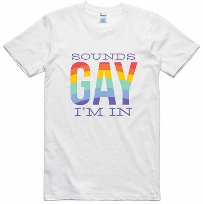 Camiseta Divertida para Hombre con Slogan 'Sounds Gay' Algodón Hilado en Anillo Corte Regular