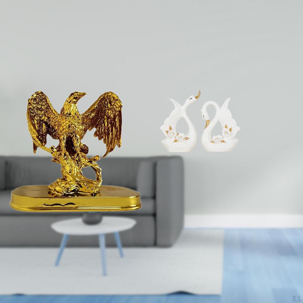 Swan Figurine Animal Sculpture Modern Art Ornament Resin Statue Elegant Decorative Smooth Ceramic