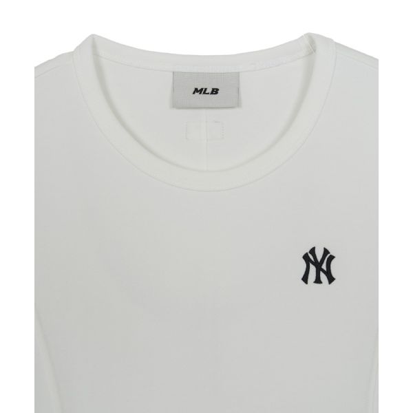 MLB New York Yankees Arc Hem Basic Embroidered Logo Crew Neck Short Sleeve Summer Breathable High-Value T-Shirt Women T-Shirt 3FTSB1163-50WHS