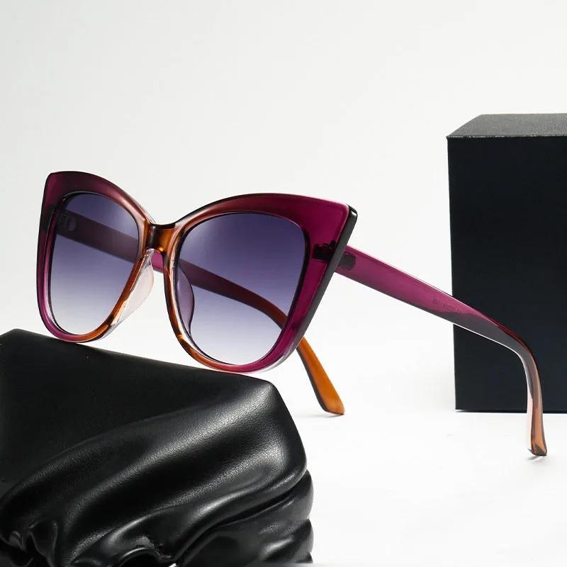 Fashion Street Shooting Cat Eye Sunglasses Po Props Oval Frame Gradient Lens Sun Glasses UV400 Protection Eyewear for Women