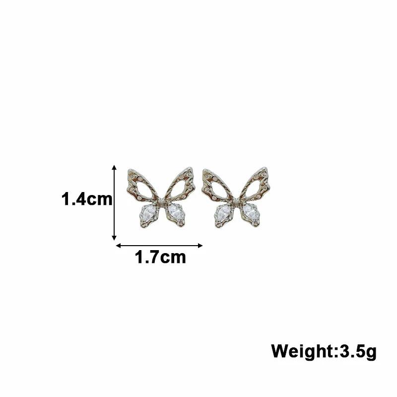 Antik Silber Farbe Hohl Schmetterling Ohrstecker für Frauen Glänzende Kristall Dot Bowknot Elegante Mädchen Hochzeit Ohr Schmuck brincos