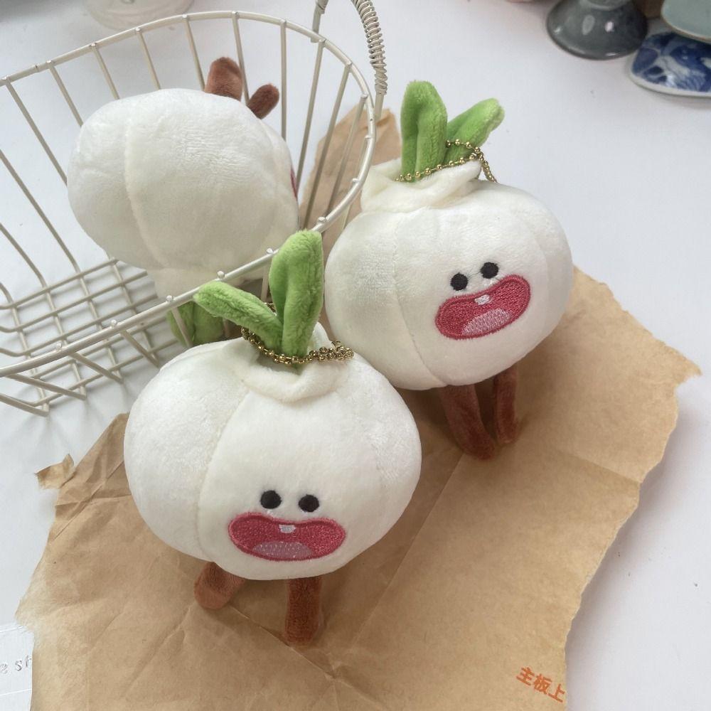 Cute Funny Garlic Plush Doll Plant Key Ring Garlic Pendant Vegetable Keychain Bags and Keys
