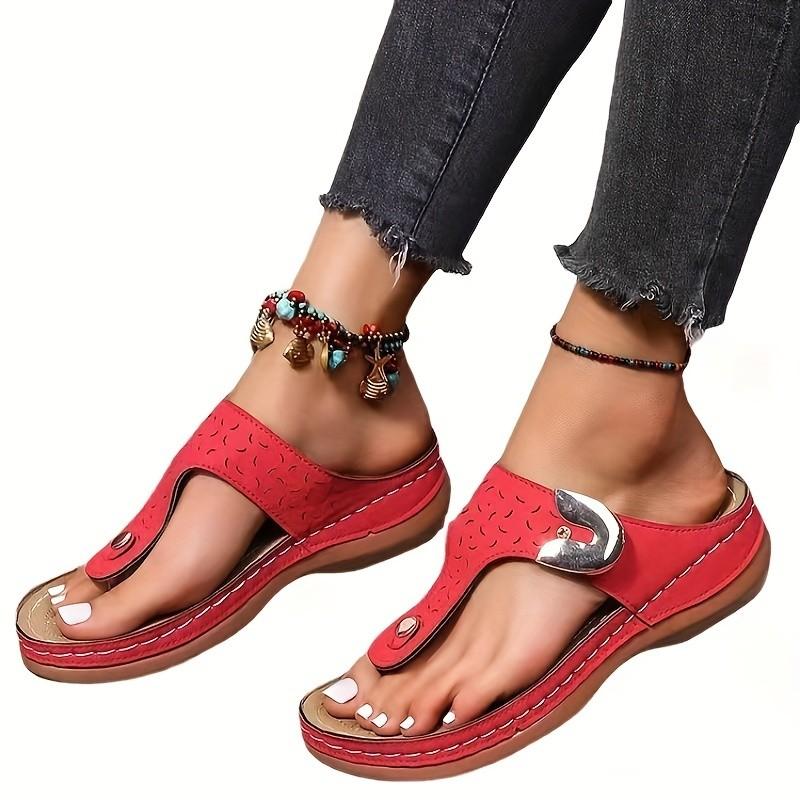 Fashion Summer Women Wedge Sandals Premium Orthopedic Open Toe Sandals Vintage Anti-slip Leather Casual Female Platform Retro Shoes
