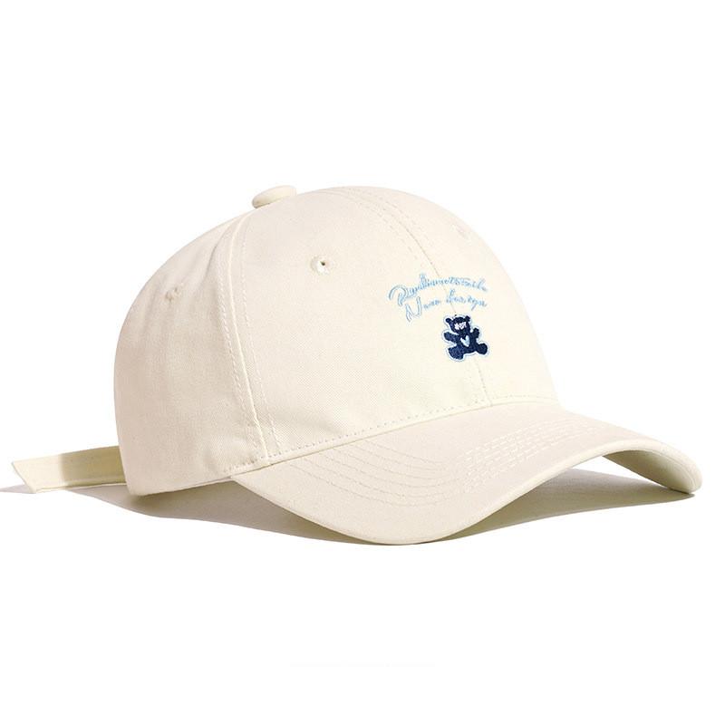 Cute Korean Style Embroidered Cotton Baseball Cap With Wide Brim For Casual Wear