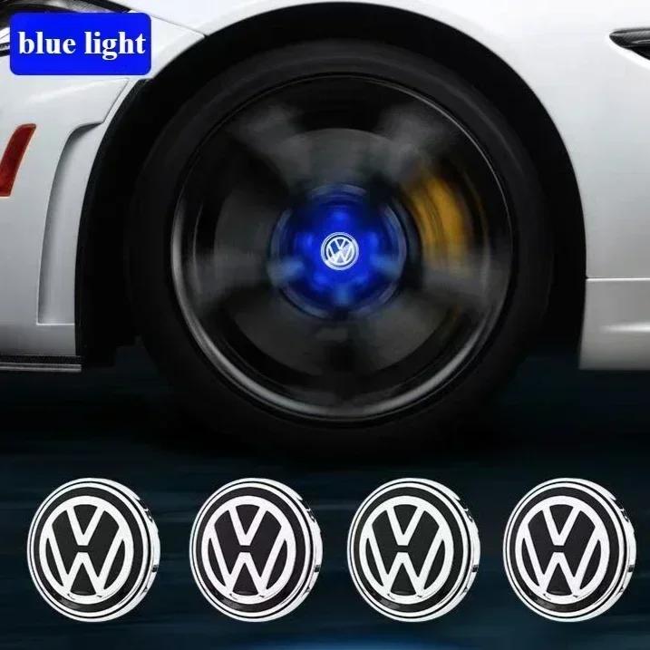 VW New VW 4pcs Hub Led Lights Cap Car Floating Illumination Wheel Center Covers Caps For Volkswagen golf4/6/7 toutan passat ti