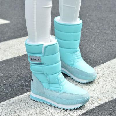 Non-slip Waterproof Snow Boots Women's Models of Mid-calf Students Thickened Cotton Shoes Winter Padded Snow Boots Female