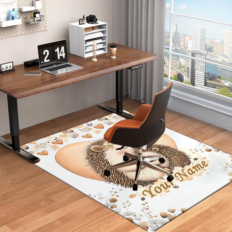 1PC Custom Name Heartfelt Hedgehog Hugs Theme Floor Mat Ideal for Living Room, Game Rooms, Office, Bedroom Floor Mat Playful Design