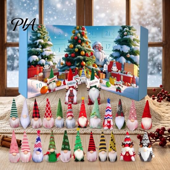 Plush Dwarf Box 2026 Christmas Gnome Advent Calendar, 24 Day Countdown Set with Faceless Soft Figurines Dolls, Xmas Ornaments for Tree Hanging