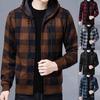 Men Jacket Plaid Pattern Breathable Polyester Sweater Hoodie for Winter