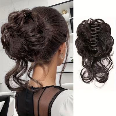 Synthetic Messy Hair Bun Tousled Wig Extensions Buns Hair Scrunchies Extension Curly Ponytail Hairpieces Hair Claw Clip For Women