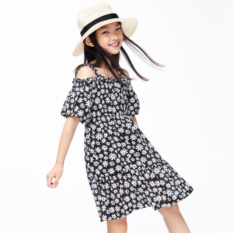 little MO&Co. Girls Pure Cotton Off-Shoulder Summer Dress 120