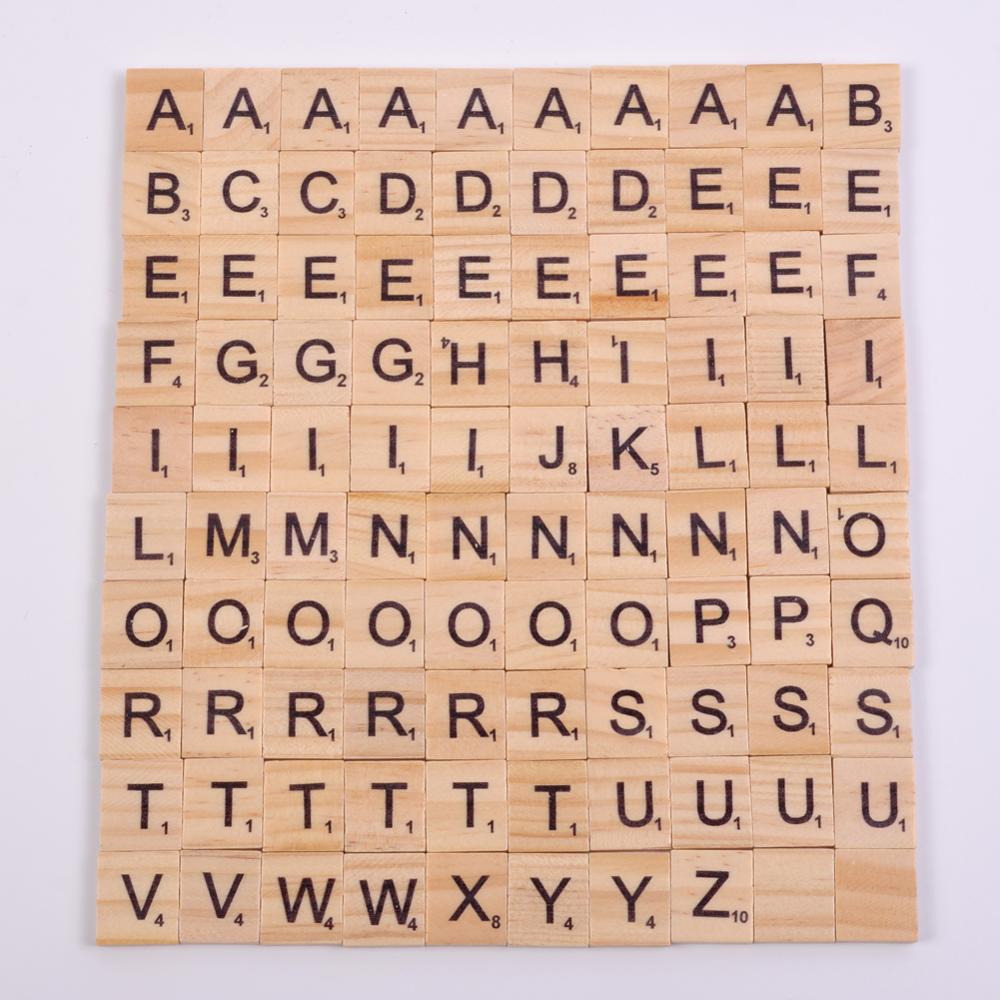 100Pcs Wood Tiles Letter Alphabet Craft Wooden Decorations for Home Event Wedding Party DIY Christmas Ornaments Digital Puzzle