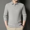 Men's Winter Plus Velvet Faux Two-Piece Knit Polo Sweater