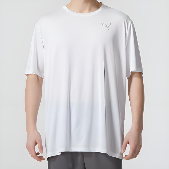 Puma Crew Neck Solid Short Sleeve T-Shirt Men Tops White 587212-02