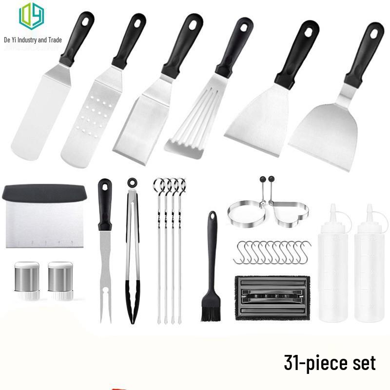 Stainless Steel BBQ Tool Set - Outdoor Grill & Teppanyaki Spatulas