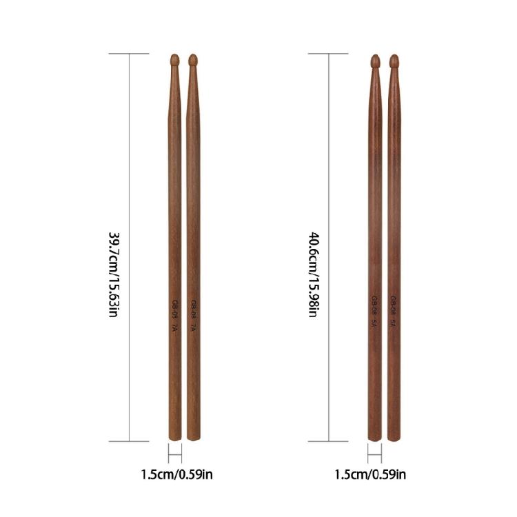 1Pair 5A/7A Drum Sticks Replacement Comfortable Hand Grip Drumstick Redwoods Drumsticks for Drummer or Beginner