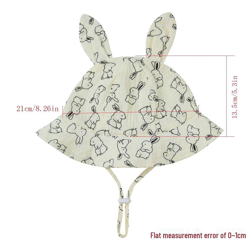 2024 Baby Gauze Rabbit Ear Sun Hat: Pleated Fisherman Style for 3-12M