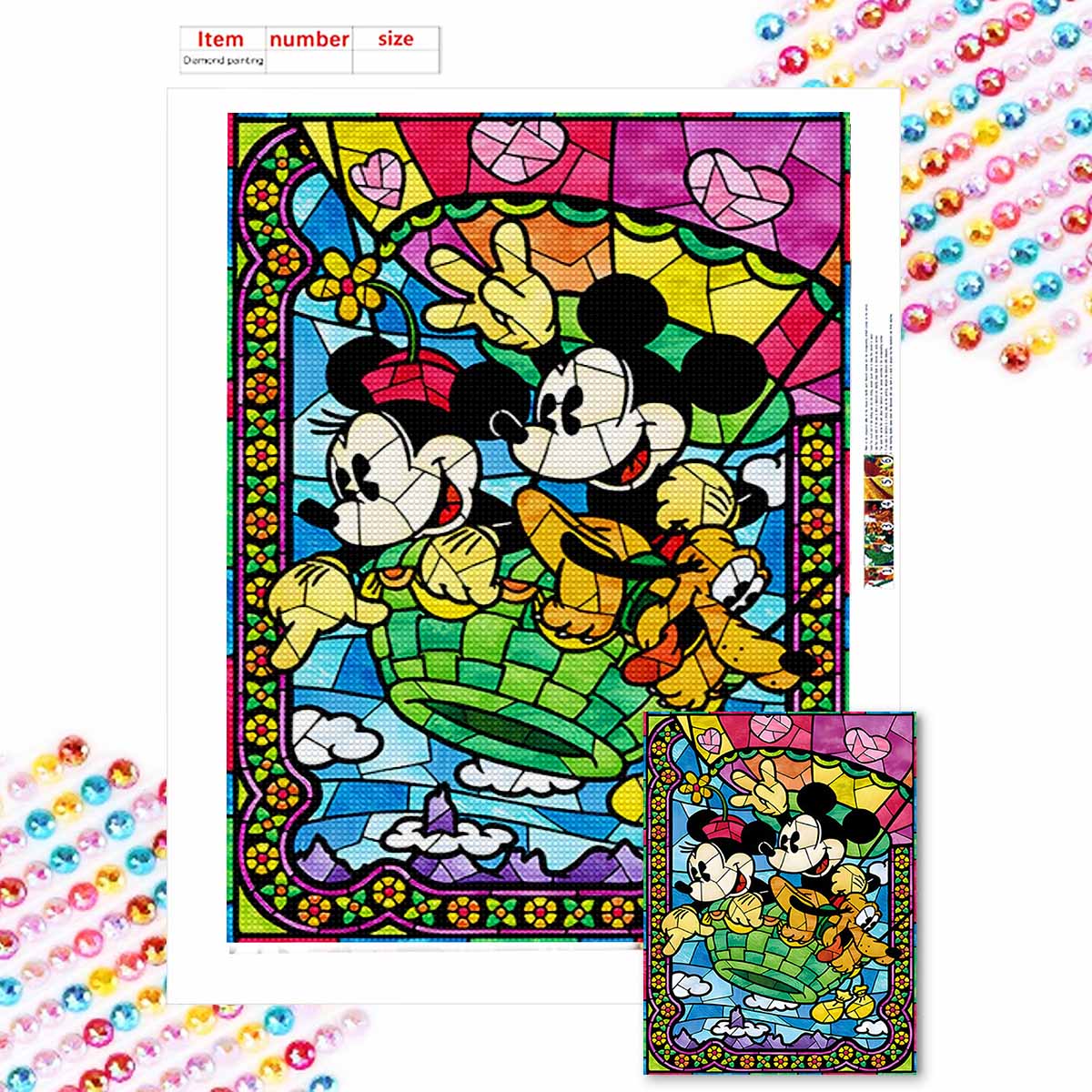 

Full Round Diamond Painting Mickey and Minnie Art Rhinestone Picture Mosaic DIY 5D Cross Stitch Embroidery Home Decoration Round 20x30cm