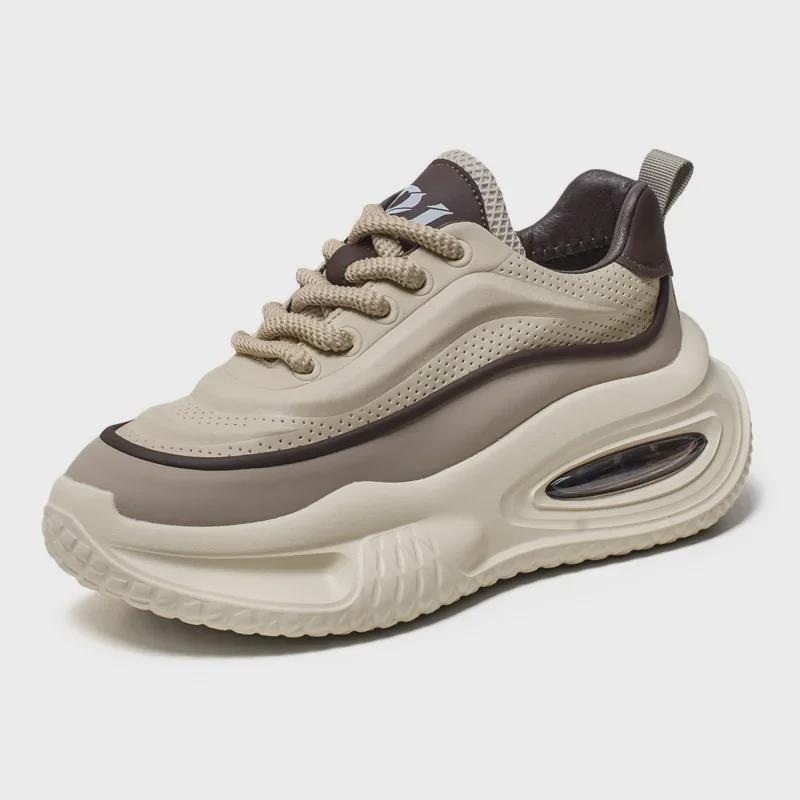 2024 Autumn Men's Breathable Running Shoes: Versatile, Thick-Soled, Air Cushion Dad Sneakers