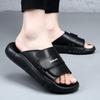 Herren Genuine Leather Slide Sandalen Outdoor Slip-On Flache Schuhe Mit Rutschfester Sohle