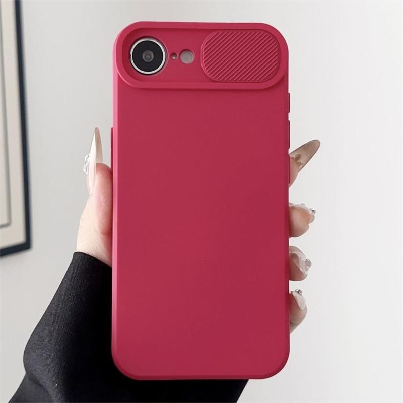 Slide Camera Lens Protection Shockproof Phone Case For iPhone 16E 15 14 Plus 13 12 Mini 11 16 Pro Max Soft Silicone Bumper Cover