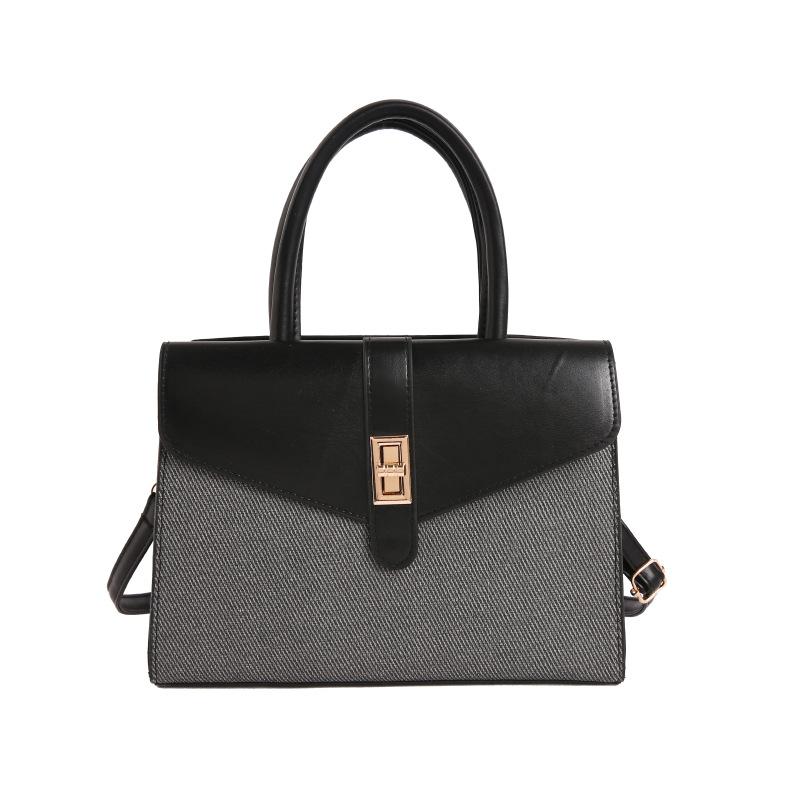 

Summer Trendy Casual High-End Texture Contrast Splicing Small Square Bag Fashion Trendy Hand-to-Shoulder Crossbody Bag чёрный