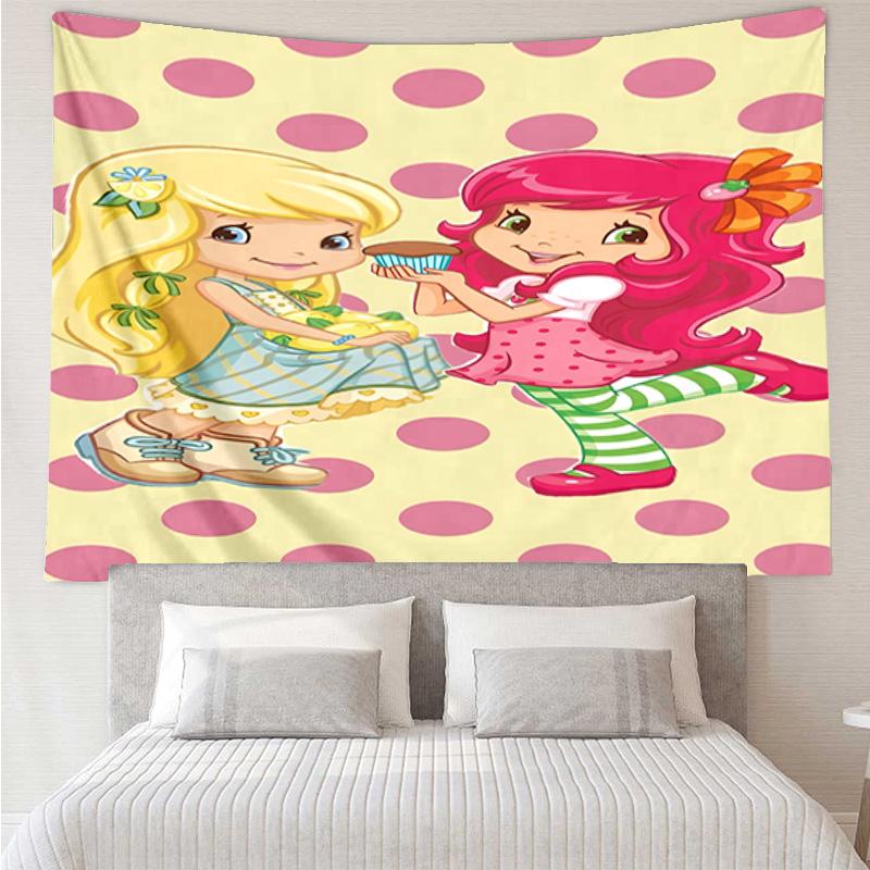 Straw-berry Friends Quick-Dry Tapestry Hanging for Bedroom,Livingroom, Playroom,Decor Art Room Wall Tapestry Holiday and Birthday Gifts