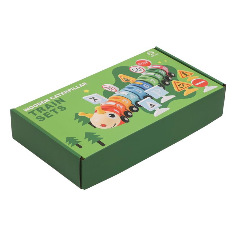 Wooden Caterpillar Train Toy: Cross-Border Educational Velcro Connection for Early Learning
