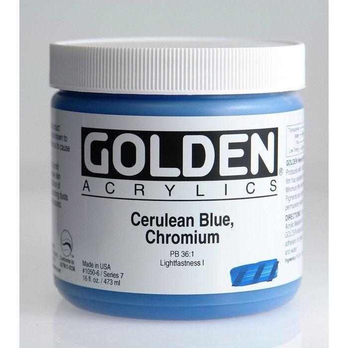 Acrylverf - GOLDEN - Cerulean Blue Chromium - 473ml - Kleur Blauw - Gemengd