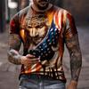 Jesus Christus Muster T-Shirt für Herren Amerikanische Flagge 3D-Druck Kurzarm Oberteile Sommer Freizeit Rundhals Lockere T-Shirts