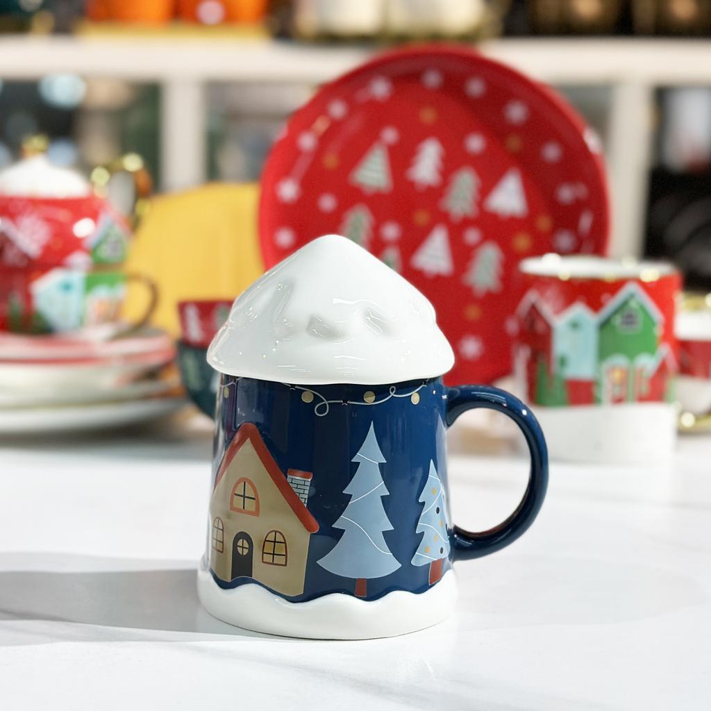 2024 Tasse en Céramique de Noël Mignonne Tasse Cadeau de Noël Tasse à Eau Domestique Tasse de Bureau avec Couvercle