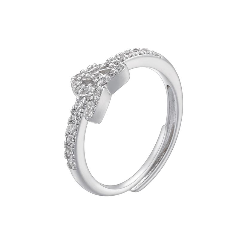 ZHUKOU gold plated zircon 16 Arabic letters silver adjustable ring : VJ632B1