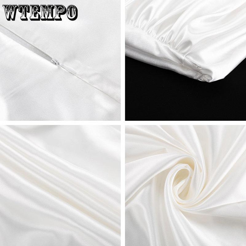 WTEMPO Beige Black Satin Silk Loose Skirts for Women Elegant High Waist Office Lady Solid Casual Ankle-Length Skirts