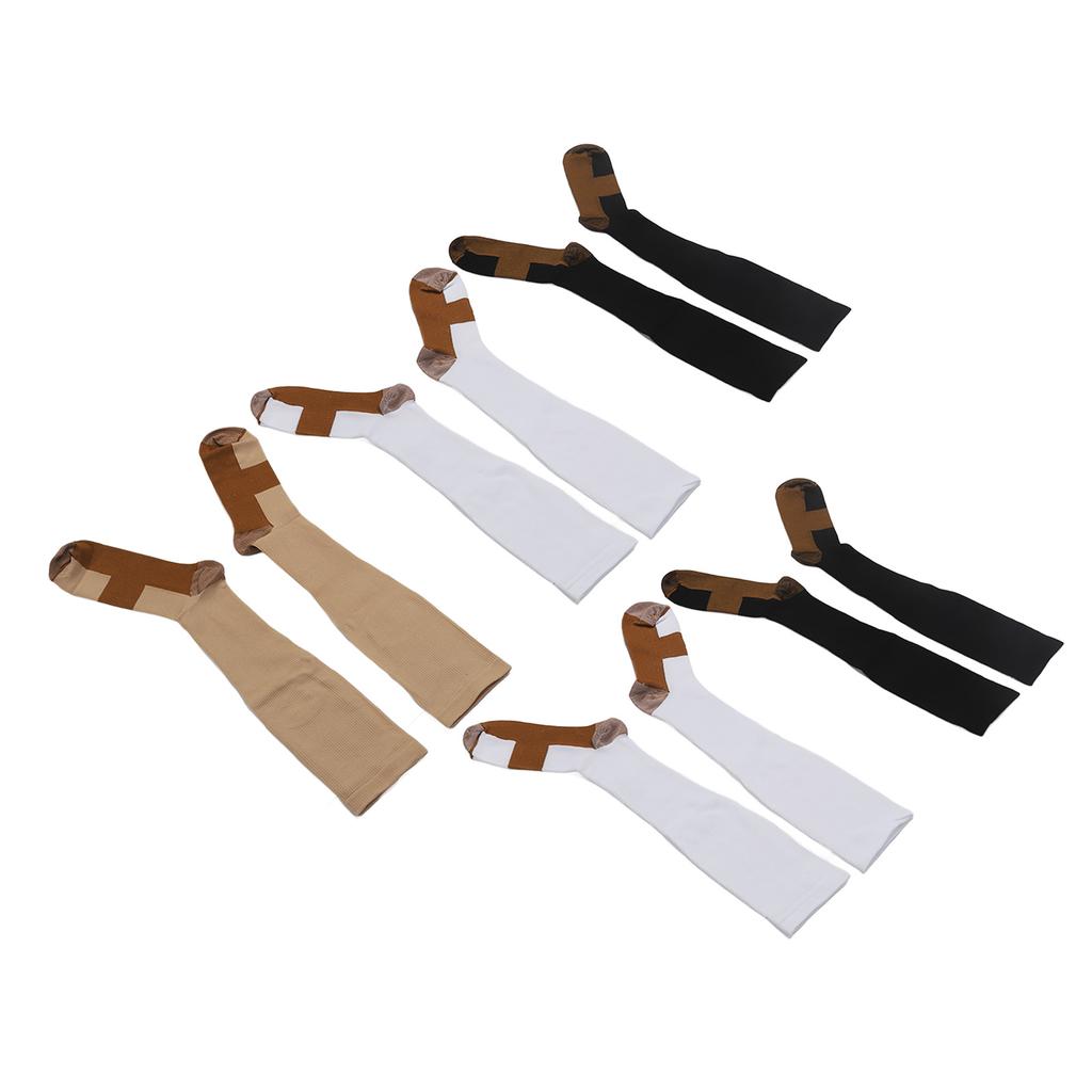 5 Pair High Compression Socks Breathable Moisture Absorption Stress Relief Pressure Socks for Running Outdoor Sports