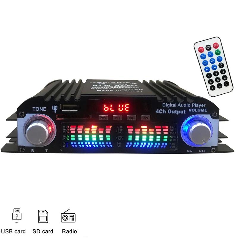 BT-998 12V/220V mini bluetooth HiFi zesilovače výkonu stereo auto domácí audio digitální zvukový zesilovač LCD displej FM SD USB basy