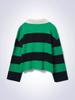 HAUS072C Striped Crop Sweater Green